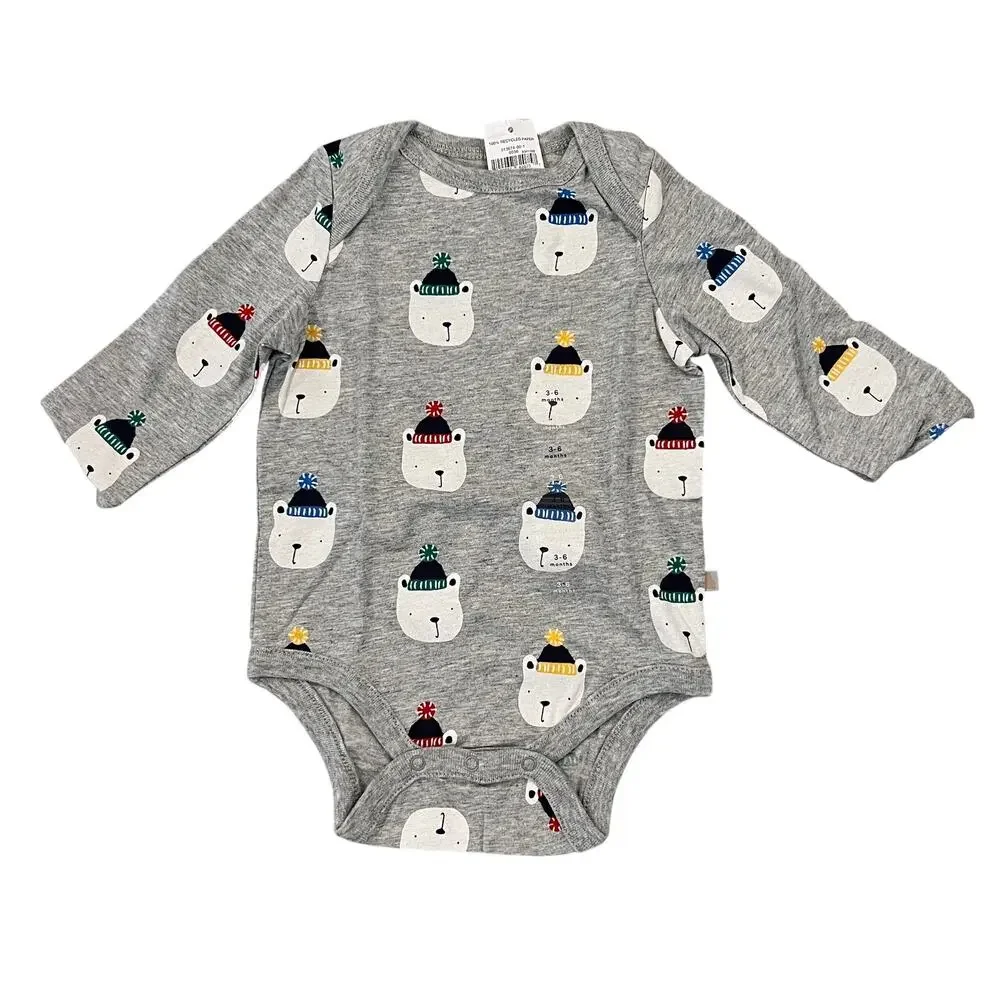 NWT GAP Baby Grey W/Polar Bear Print Bodysuit & Pull-On Pants - SIZE 3-6M